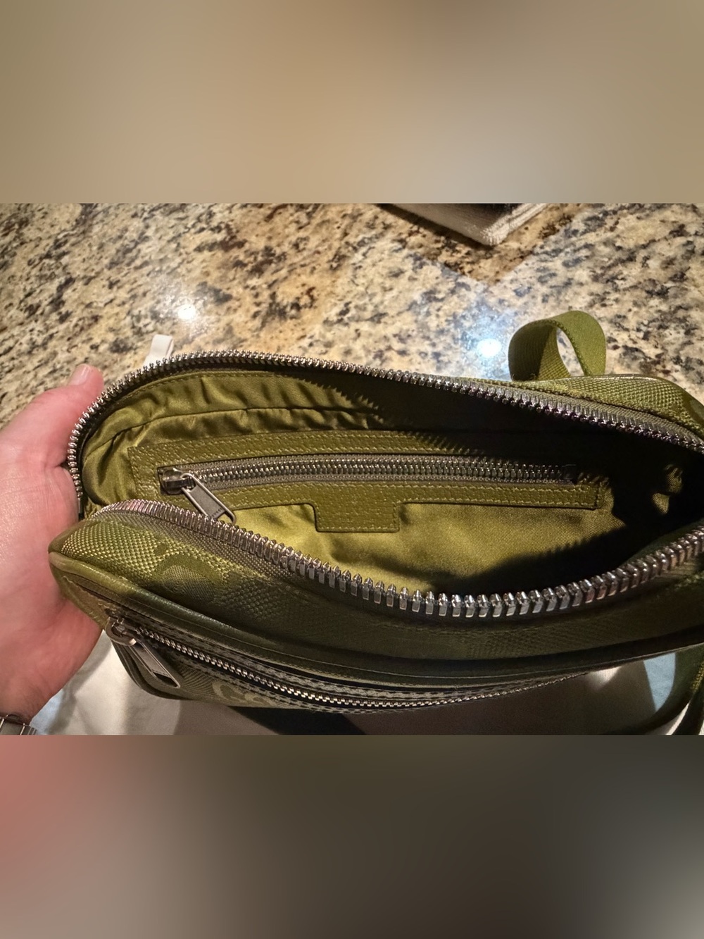 Gucci Olive Green Monogram Belt Bag - Picture 5 of 9